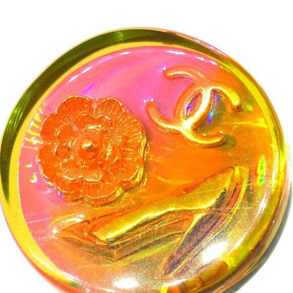 Chanel Button Earrings Clip-On Pink Acrylic 97P - Picture 2 of 4